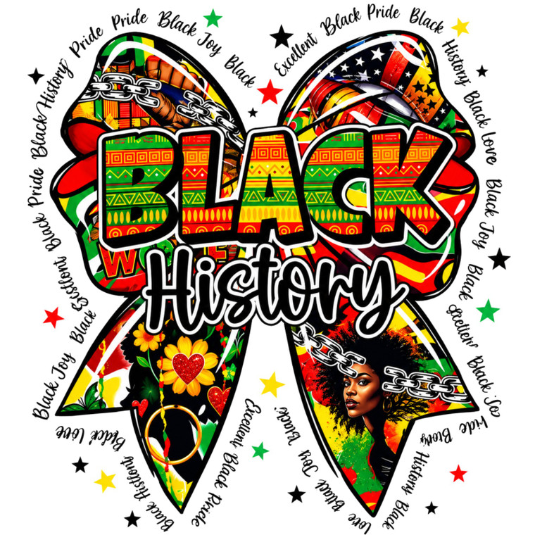 (2 Qty) Black History Ribbon Butterfly Juneteenth - custom DTF transfer