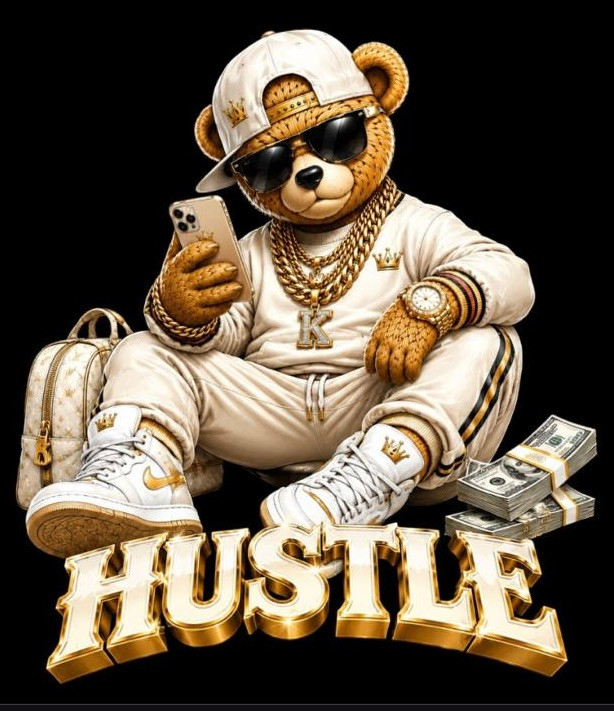 (10 Qty) Hustle Bear- custom DTF transfer