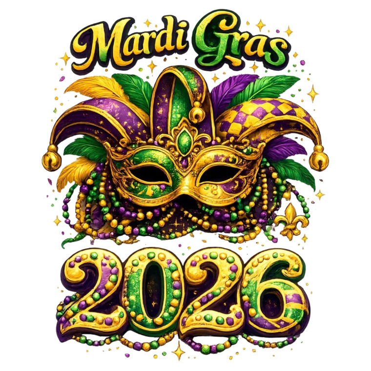 (2 Qty) Mardi Gra 2026 Mask - DTF transfers