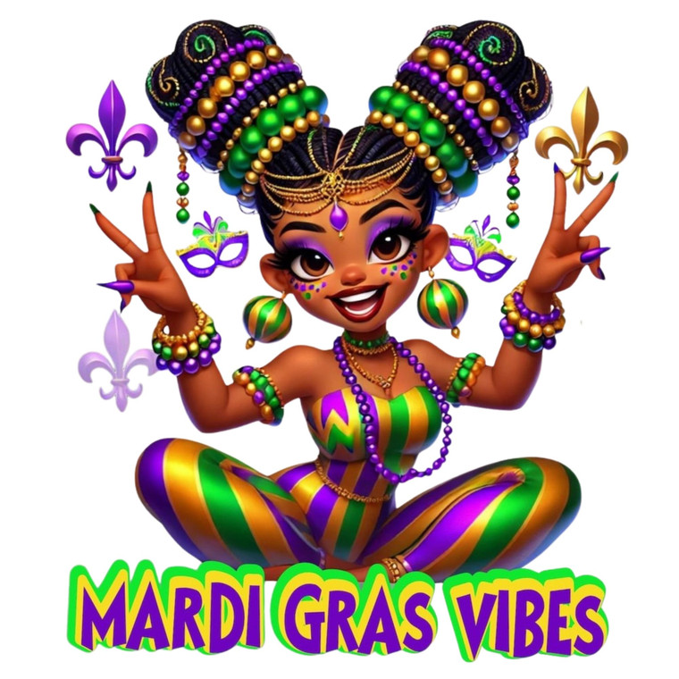 (2 Qty) Mardi Gras Vibes - DTF transfers