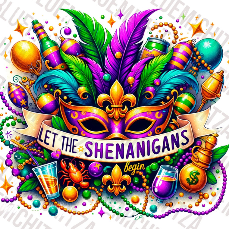 (2 Qty) Mardi Gras Let The Shenanigan's - DTF transfers