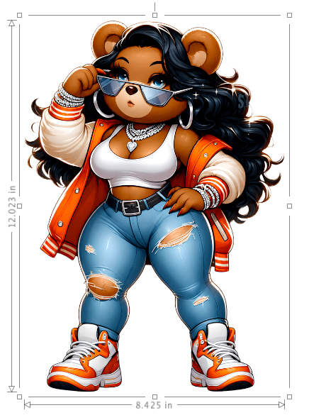 (10 Qty) Blue Jeans Bear Cartoon Girl with Glasses (12 x 8.4) - DTF transfers