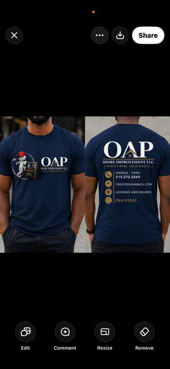 OAP Home Improvement LLC (2 front and 2 back of shirt and 2 UV sticker 5" for Tumbler -  DTF transfers