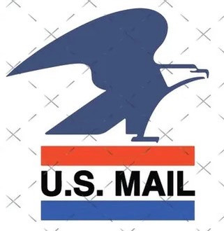 (2 Qty) Size 12"(W) x 10.7"(H) - USPS U.S.Mail with Eagle Logo (red stripe) - DTF transfer