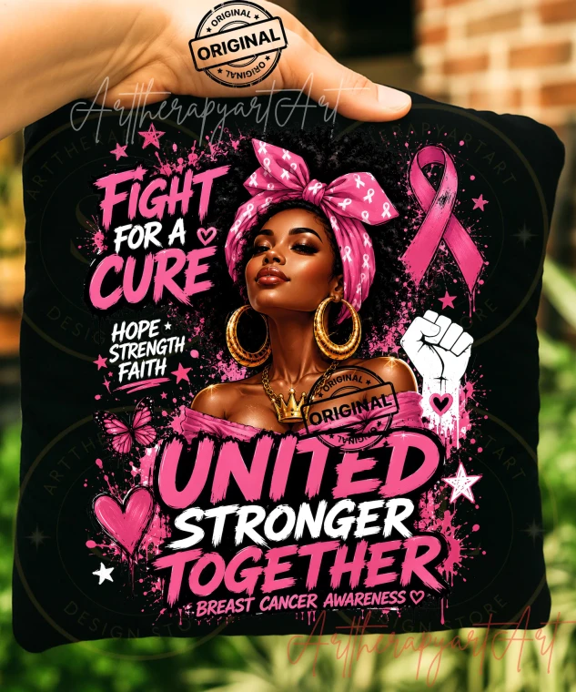 (2 qty) Fight for a Cure Lady Pink theme Breast Cancer awareness Ribbon - DTF transfer