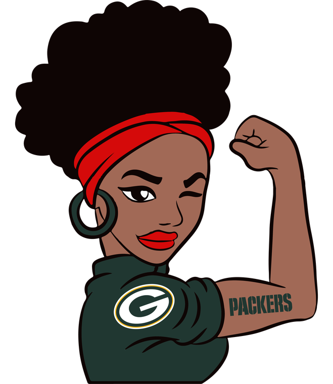 (2 qty) PACKERS Strong Girl FOOTBALL SPORTS - custom DTF transfer