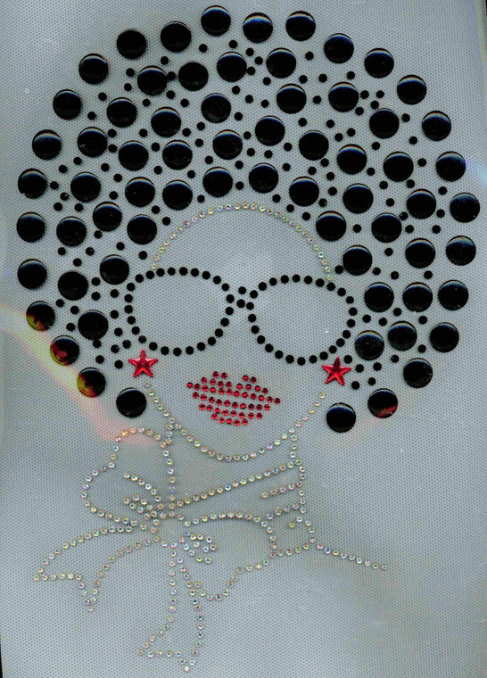 Afro Girl 13mm (Black) Rhinestone Transfer