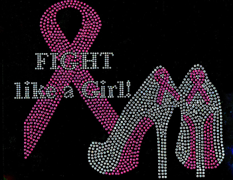 (Fuchsia) Fight like a Girl Heels Stiletto Ribbon Breast Cancer Awareness Rhinestone Transfer