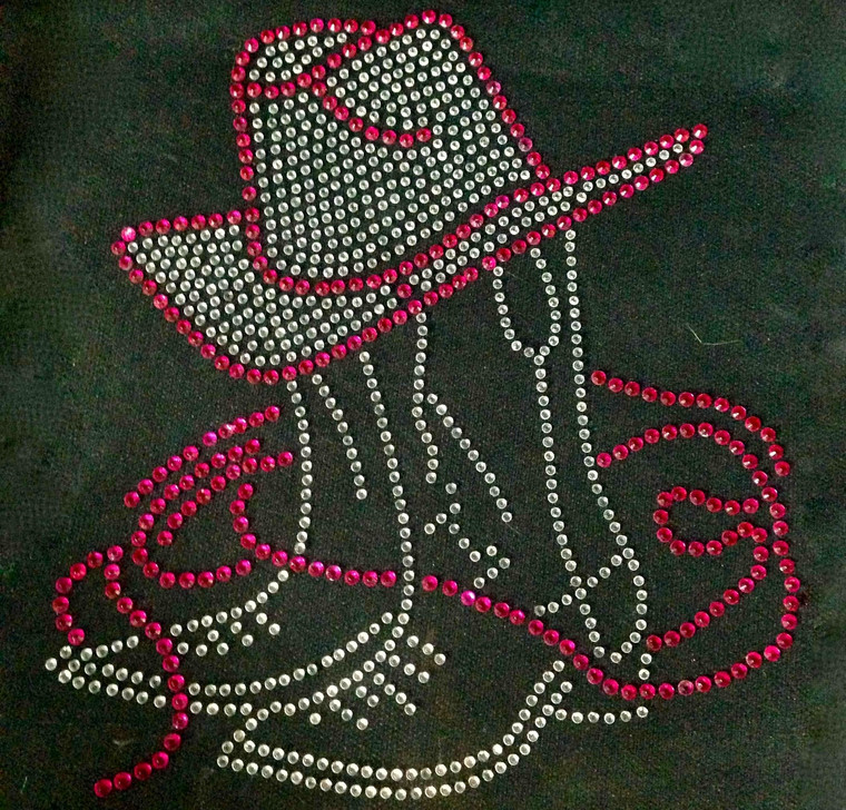Cowboy Boots and Hat outline Rhinestone Transfer