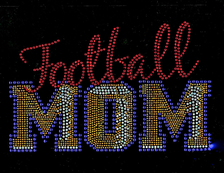 Football Mom Stitches Cobalt Rhinestone Transfer Mothers Day 