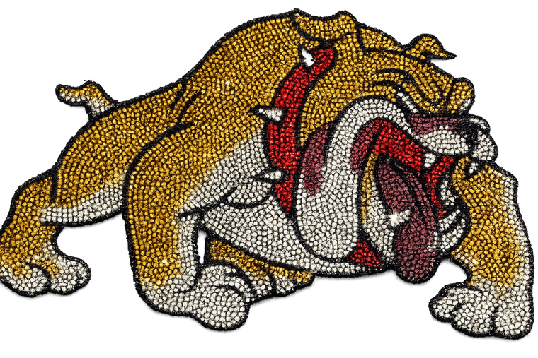 Bulldog Full body Color filled Rhinestone Transfer