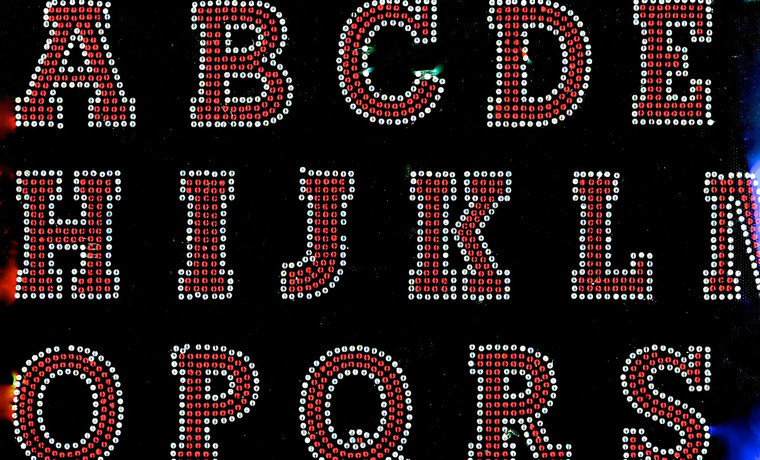 2.5" BOLD Letter Alphabet Roman Font (clear & Red 26 letters) Rhinestone Transfer