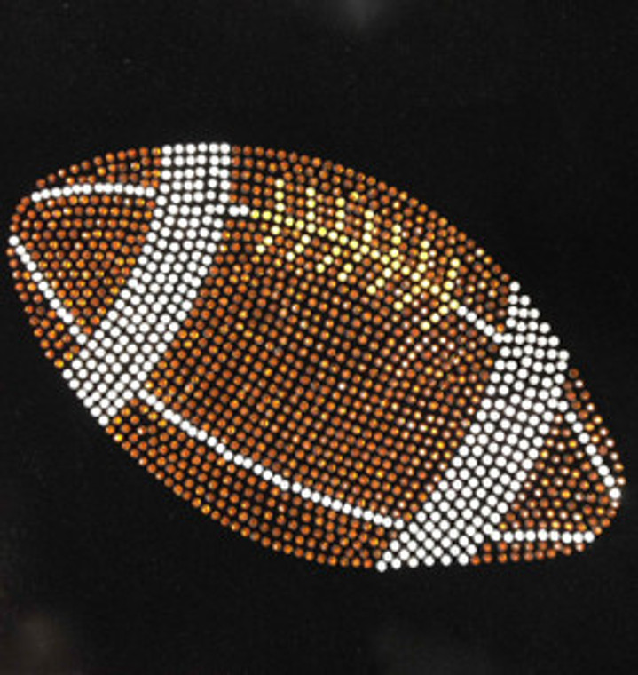 8.5 Inch Football ball (BROWN) Rhinestone Transfer Iron on