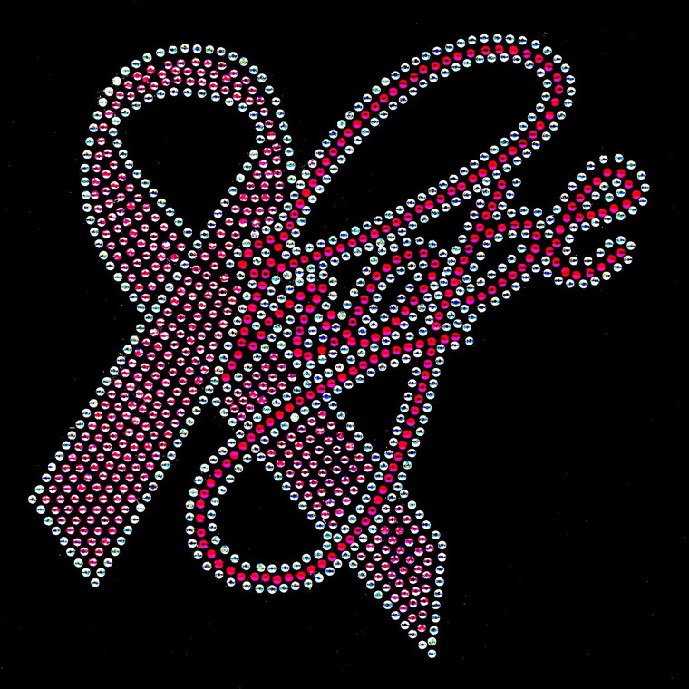 Hope Breast Cancer Ribbon Awareness Pink and Fuchsia Rhinestone Transfer