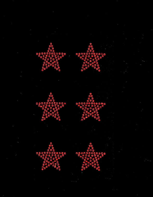 (6 qty) 1.5" Star (RED) Rhinestone Transfer