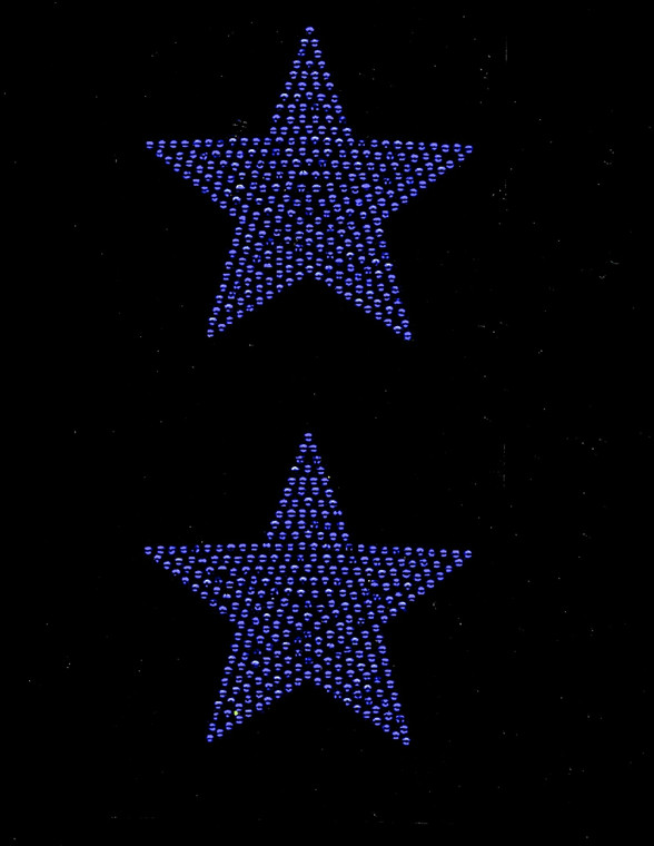 (2 qty) 4" Star (COBALT BLUE) Rhinestone Transfer