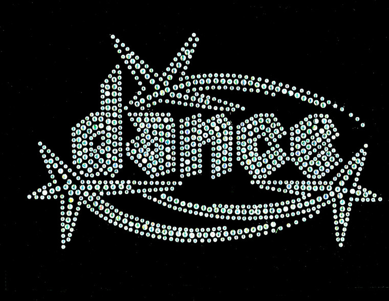 Dance Techno shooting star Clear Rhinestone Transfer Iron on