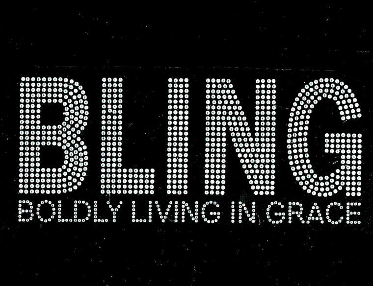 Bling Boldly Living in Grace (Bold Text) Religious Rhinestone Transfer