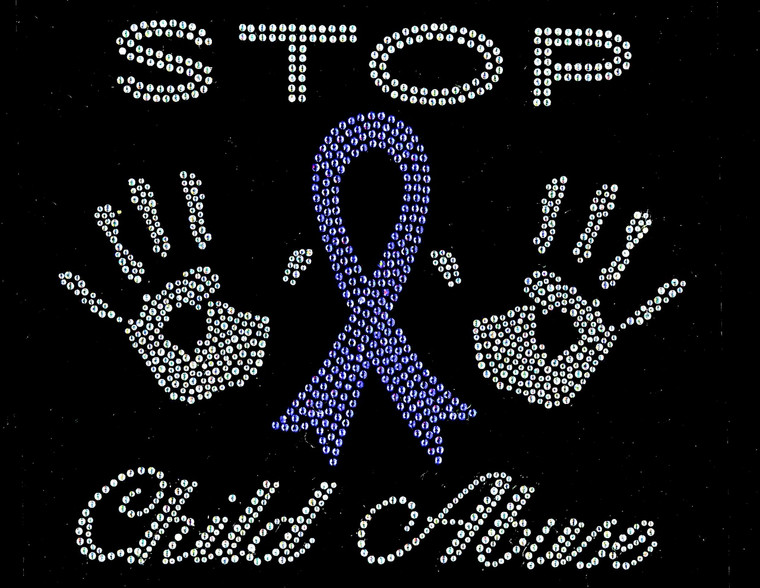 Stop Child Abuse Cancer Ribbon Awareness Rhinestone transfer