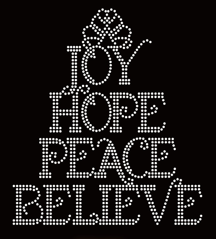 Joy Hope Peace Believe Religious Rhinestone Transfer