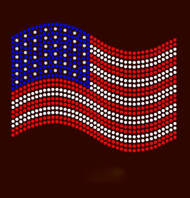 USA Flag Wave 4th of July Rhinestone Transfer