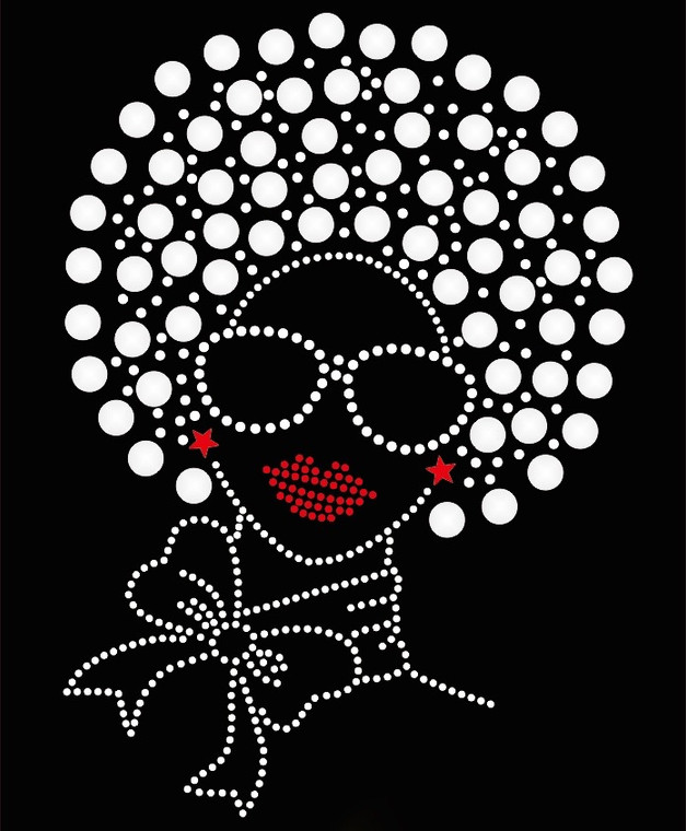 Afro Girl 13mm (Silver) Rhinestone Transfer