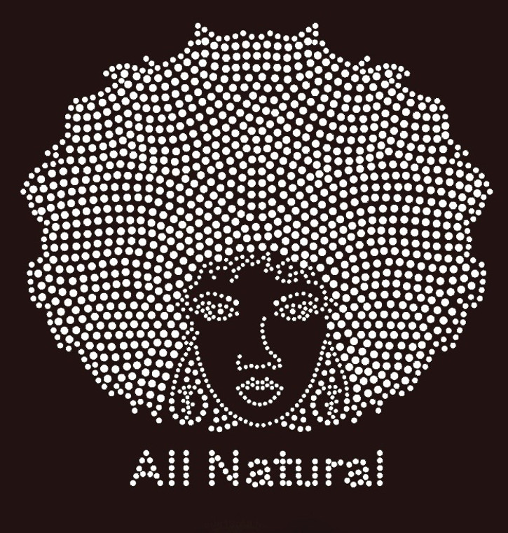 All Natural Afro Girl (Clear) Rhinestone Transfer