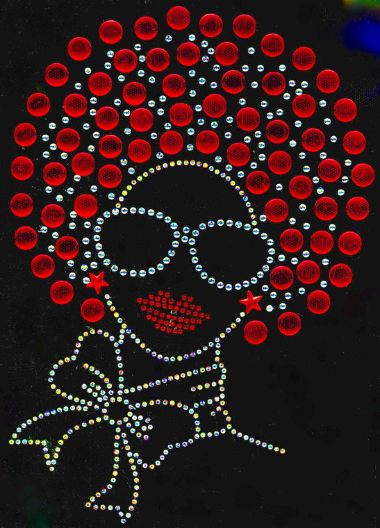 Afro Girl 13mm (Red) Rhinestone Transfer