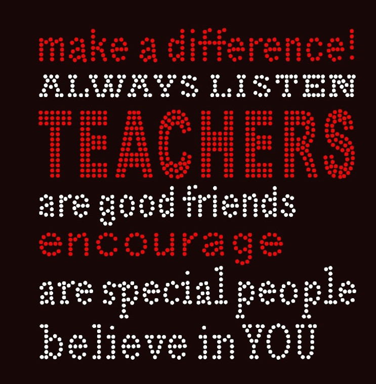 Teachers make a difference School Rhinestone transfer iron on