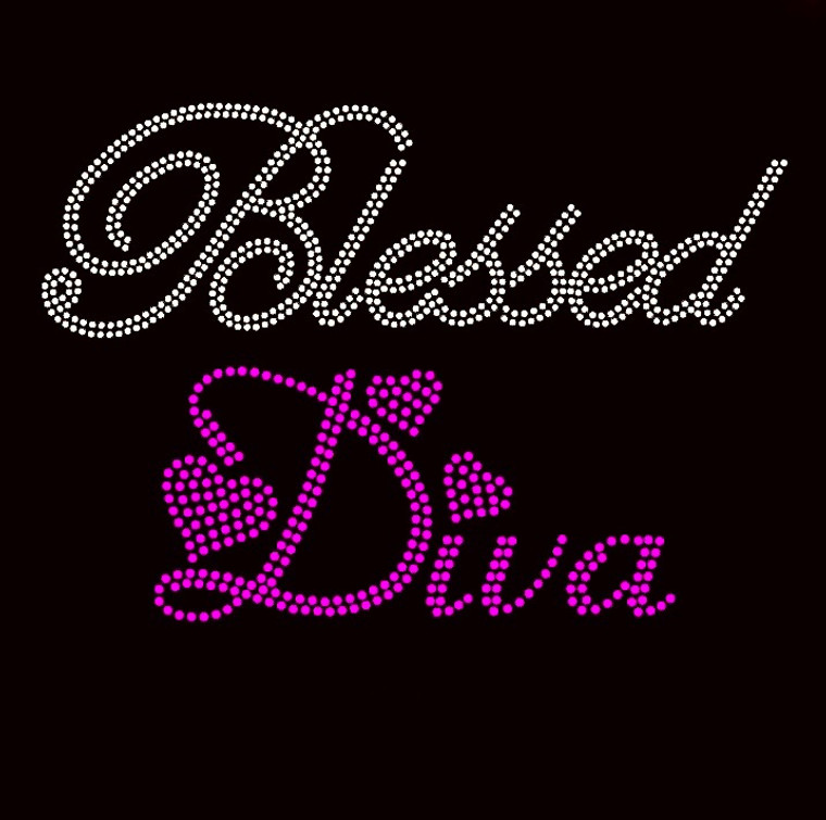 Blessed Diva PINK Fuchsia Religious Rhinestone Transfer