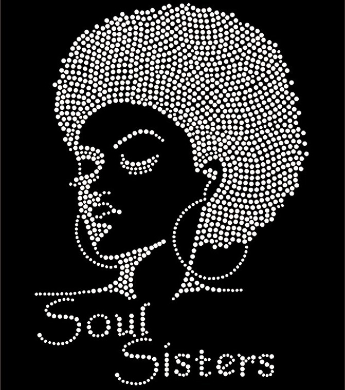 Soul Sisters Afro girl Lady (Clear) Rhinestone Transfer