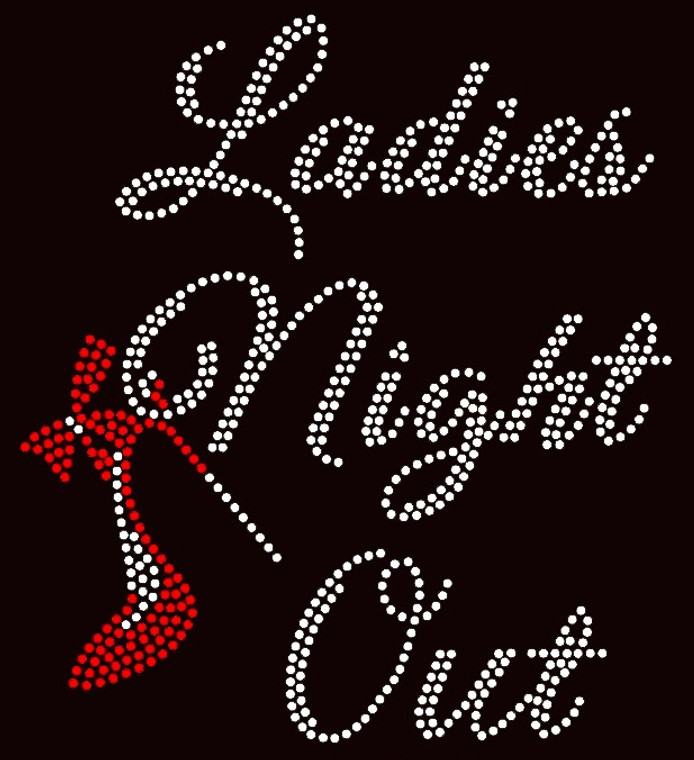 Ladies Night Out Heel Stiletto RED Rhinestone Transfer