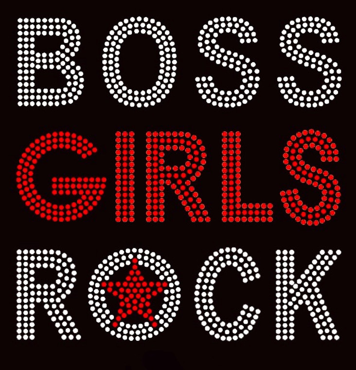 BOSS GIRLS ROCK (Red) Rhinestone Transfer