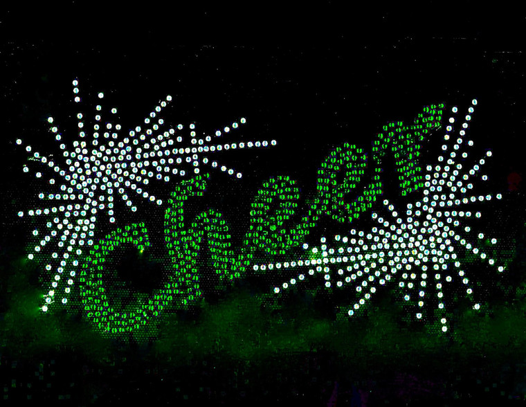 Cheer Sparkle Spray (GREEN) Rhinestone Transfer 