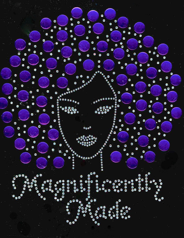 Magnificently Made Afro Girl (13mm Purple hair) Rhinestone Transfer