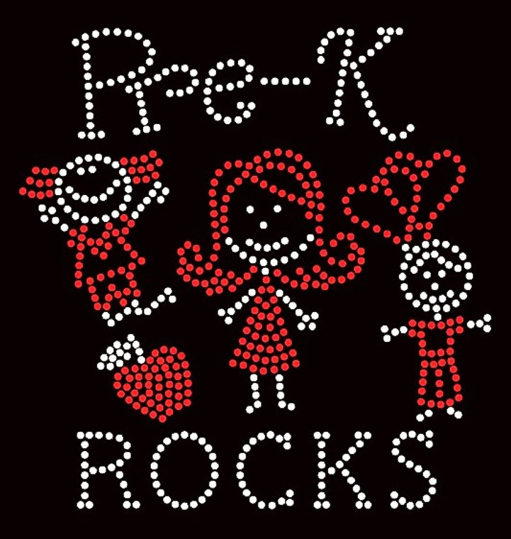 Pre-K Rocks (2 colors) Kids School Rhinestone Transfer