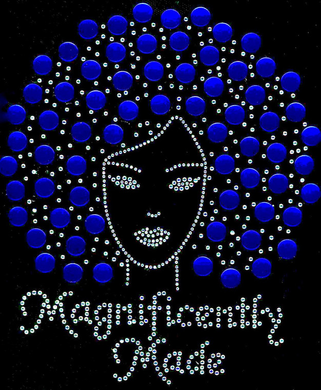 Magnificently Made Afro Girl (13mm Cobalt Blue hair) Rhinestone Transfer