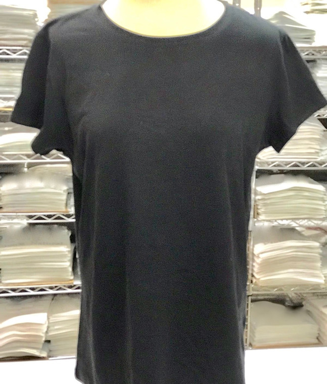 Women's Fitted T-Shirt Ladies Round Neck (size:1X- 17.5" Chest - 28" Length) (Black) Reserved Brand