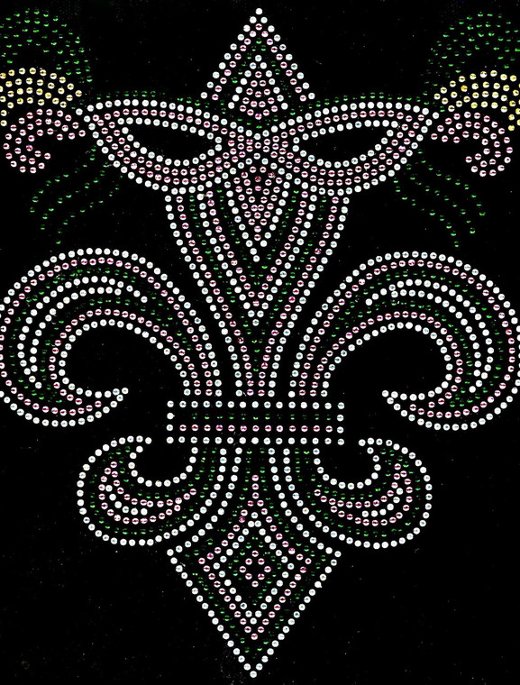 Fleur De Lis Mardi Gra Mask FDL Light Pink Rhinestone Transfer