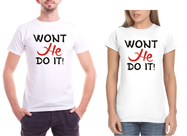 (2 Qty) Won't He do it Vinyl Transfer (Black & Red)