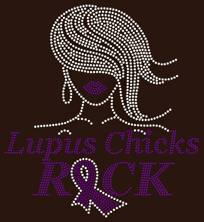 (Purple) Lupus Chics Rock Girl cancer awareness Rhinestone Transfer