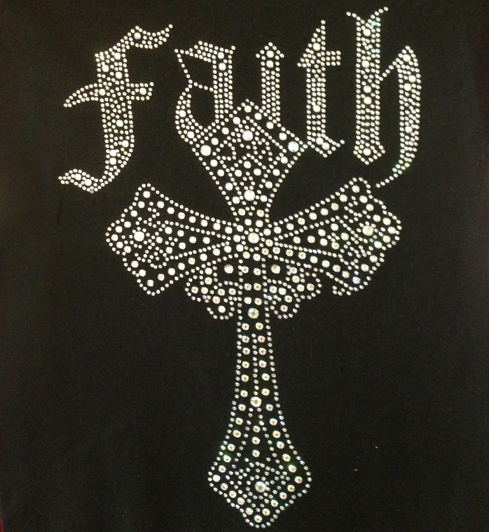 Faith Cross Religious Rhinestone Transfer Iron On