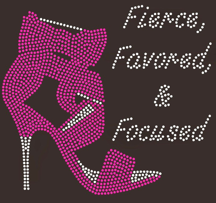 Fierce Favored & Focused Heel (Fuchsia) Rhinestone Transfer