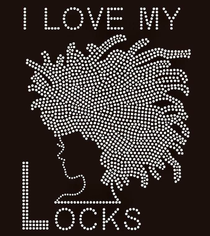 I Love my Locks Afro Girl Rhinestone Transfer