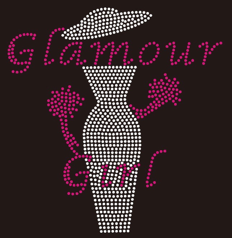 Glamour Girl with Hat Lady - Custom Rhinestone Transfer