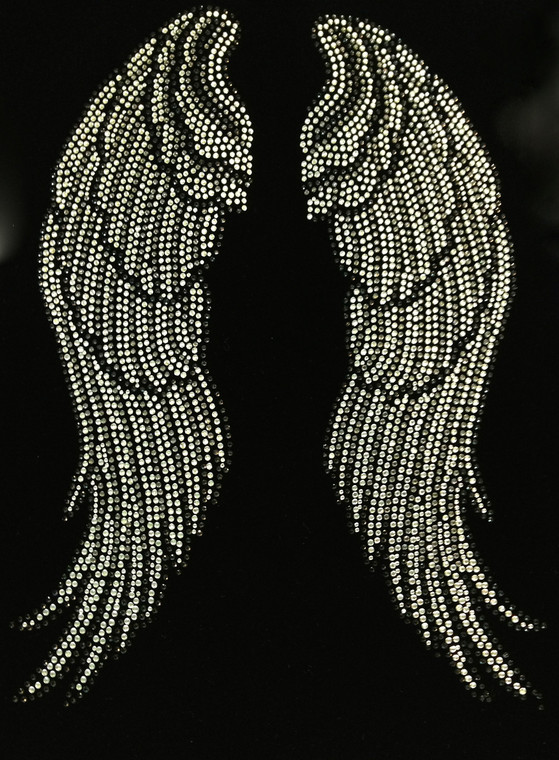 Large Angel wing (Black Clear) Rhinestone Transfer