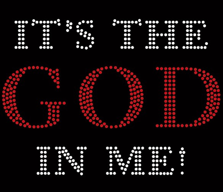 (red clear) It's the God in me Religious Rhinestone Transfer