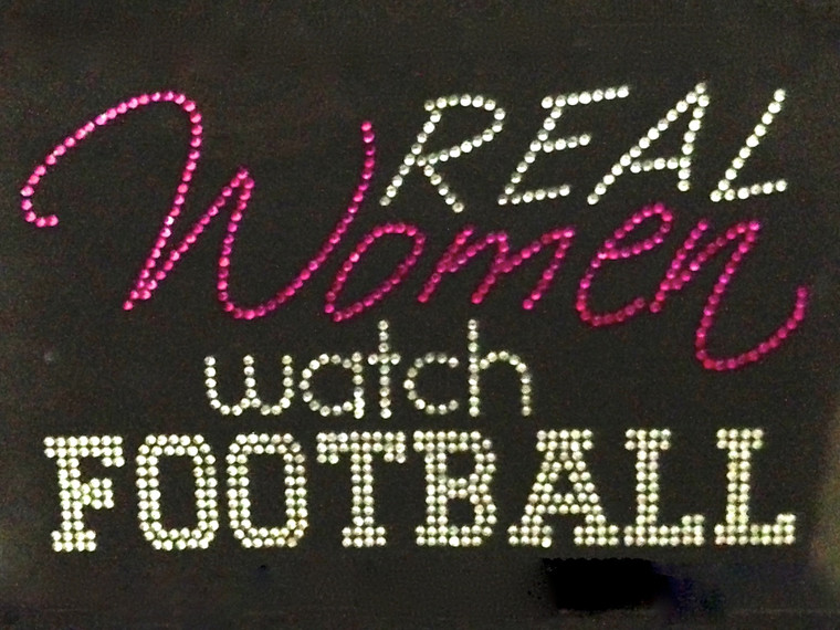 Real Women watch Football RED Rhinestone Transfer