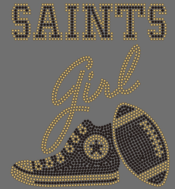 SAINTS girl (TENNIS) Shoe sneaker Football Rhinestone Transfer