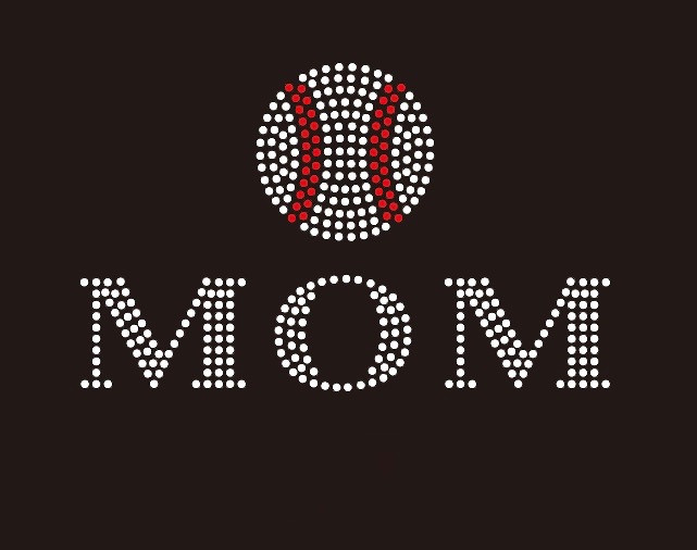 Baseball  Mom (2 lines) McCabe Rhinestone Transfer